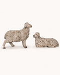 Distressed Ivory Lamb Sculptures, Set of 2 on a white background