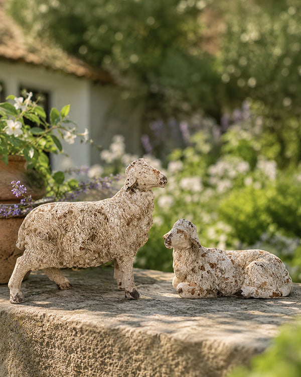 Distressed Ivory Lamb Sculptures, Set of 2, additional view 2