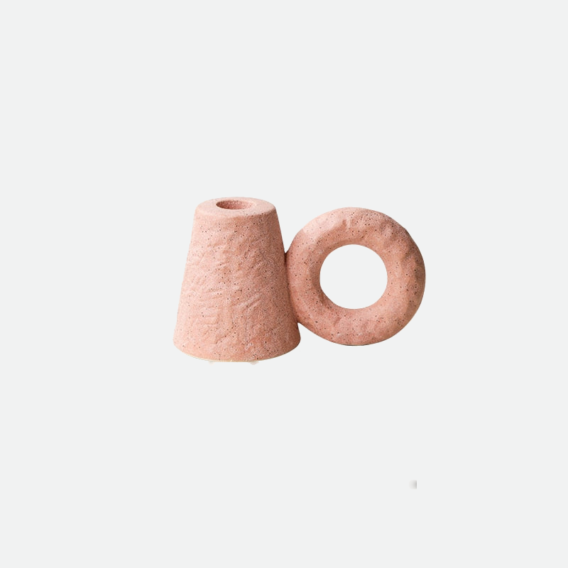 Etched Ring Handle Ceramic Candle Holder, additional product view 2.