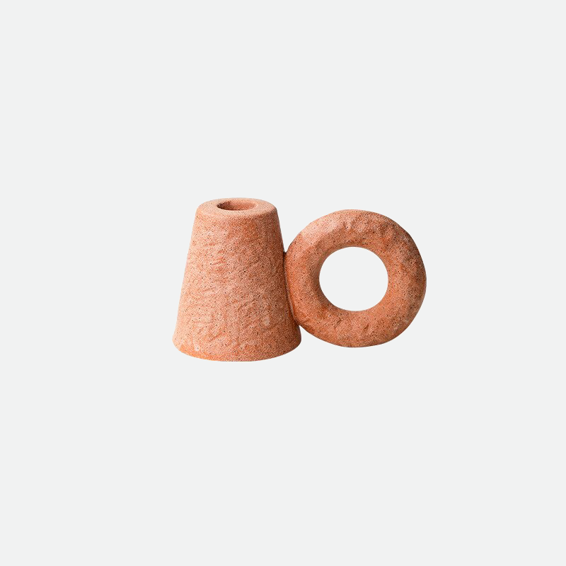 Etched Ring Handle Ceramic Candle Holder, additional product view 3.