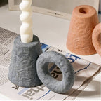 Etched Ring Handle Ceramic Candle Holder, additional product view 4.