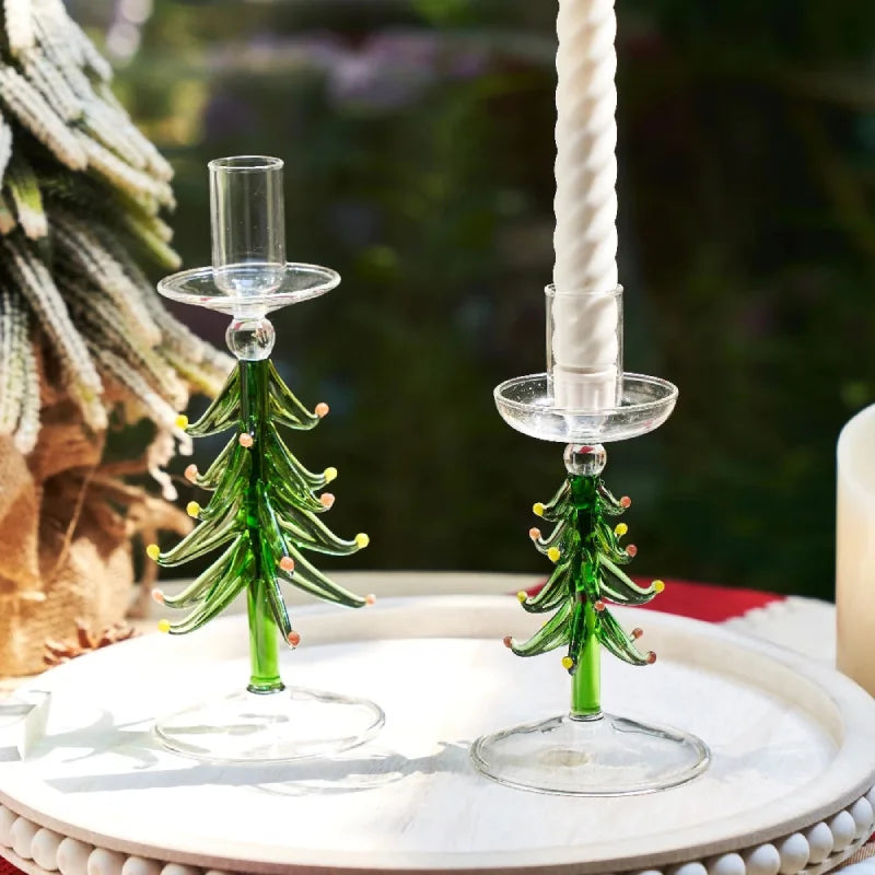 Evergreen Tree Glass Taper Holder, additional product view 2.
