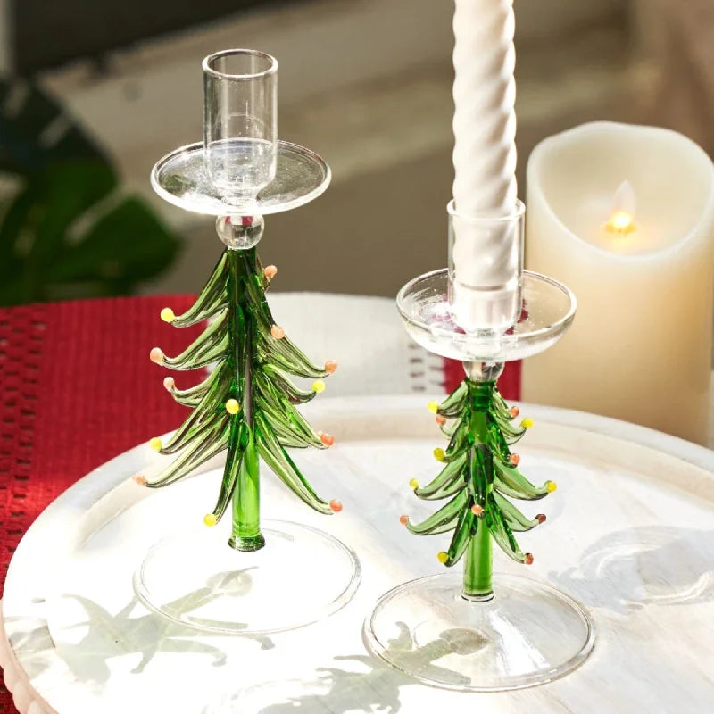 Evergreen Tree Glass Taper Holder, additional product view 3.