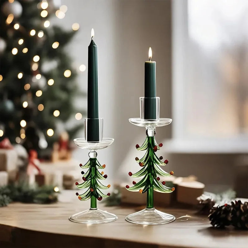 Evergreen Tree Glass Taper Holder, additional product view 4.