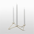 Geometric Metal Three-Candle Holder on a clean background.