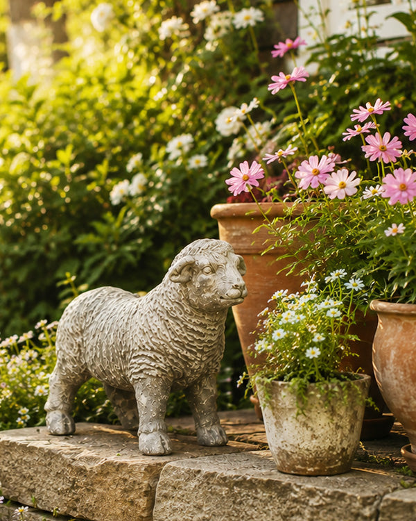 Textured Gray Resin Sheep Sculpture, additional view 1