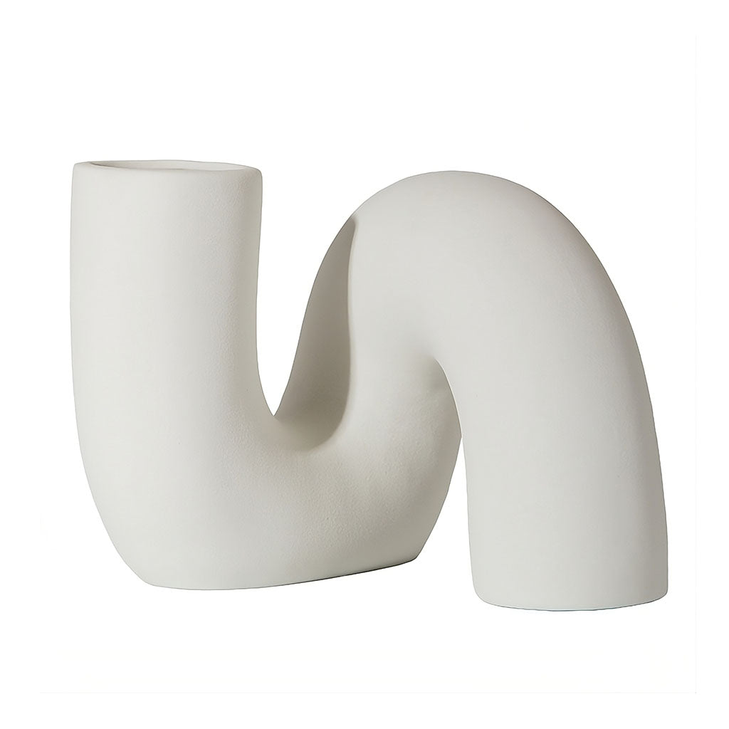 Curved Tube Ceramic Stem Vase on a white background