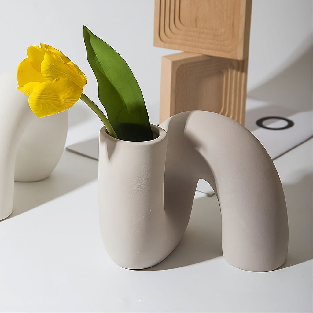 Curved Tube Ceramic Stem Vase, additional view 1