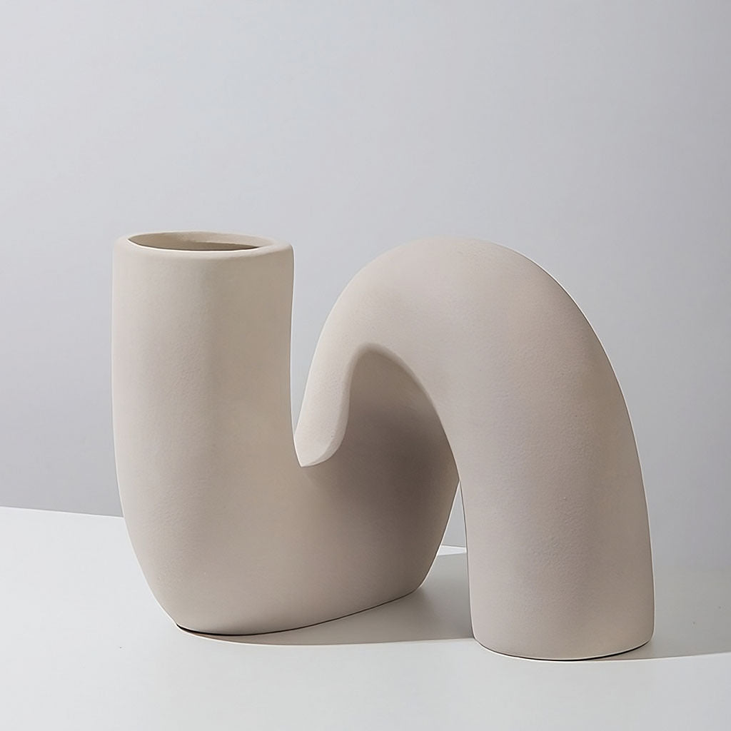 Curved Tube Ceramic Stem Vase, additional view 3