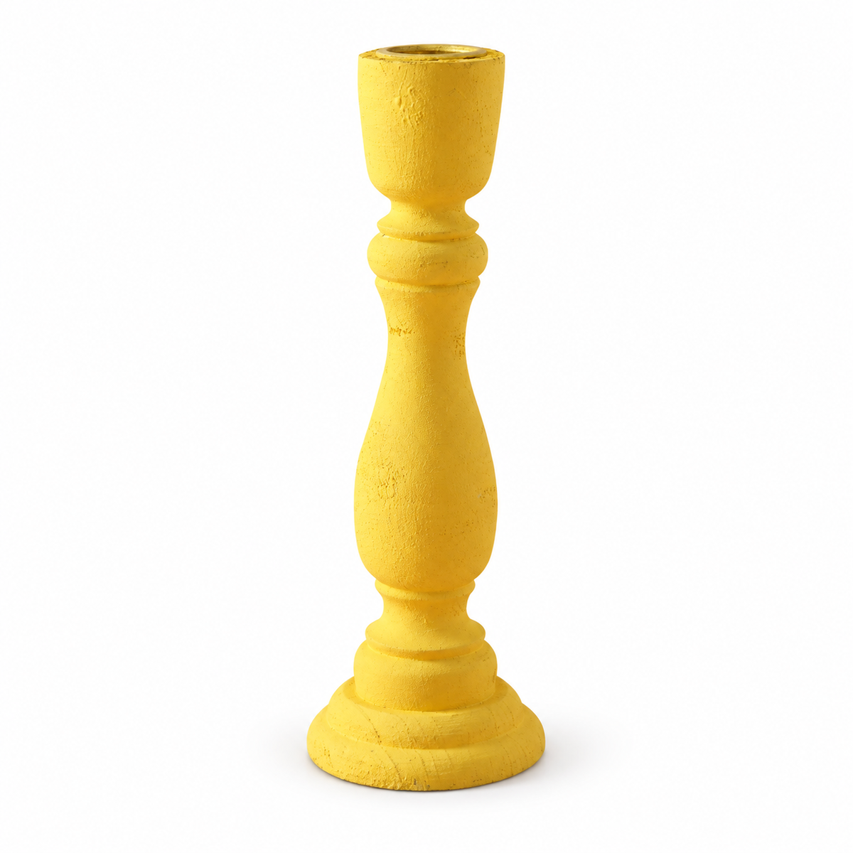 Painted Wood Taper Candle Holder on a clean background.