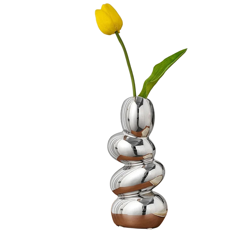 Stacked Pebble Ceramic Vase on a clean background.