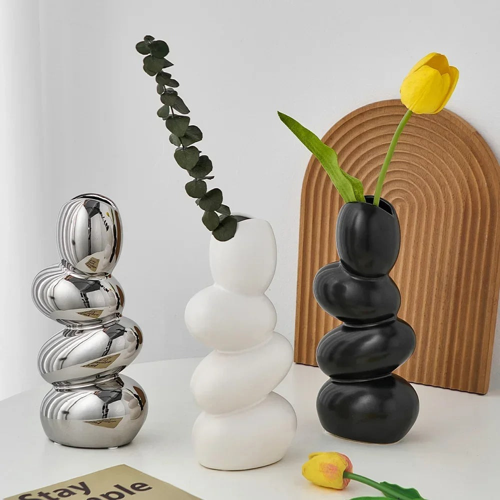 Stacked Pebble Ceramic Vase, additional product view 2.