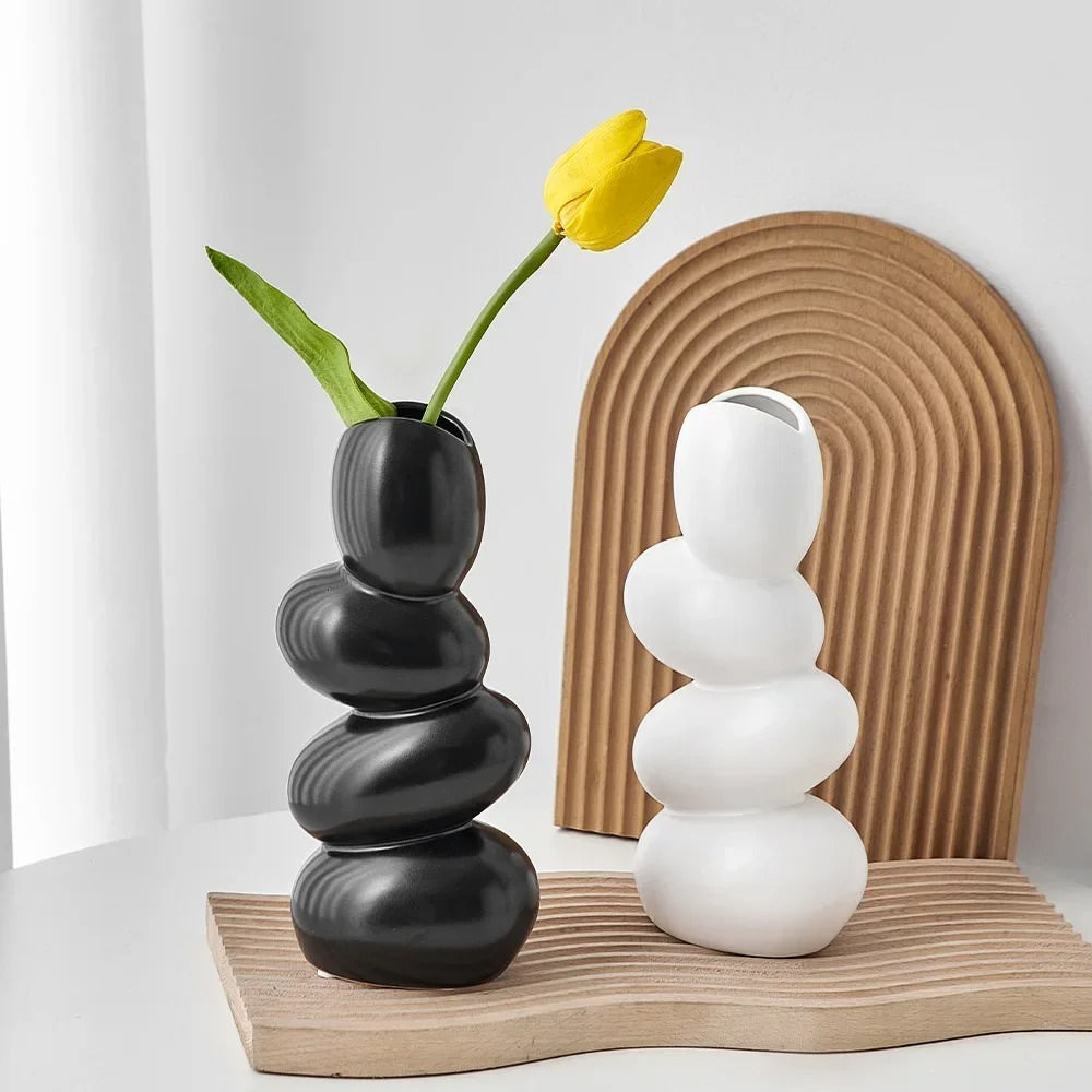 Stacked Pebble Ceramic Vase, additional product view 3.